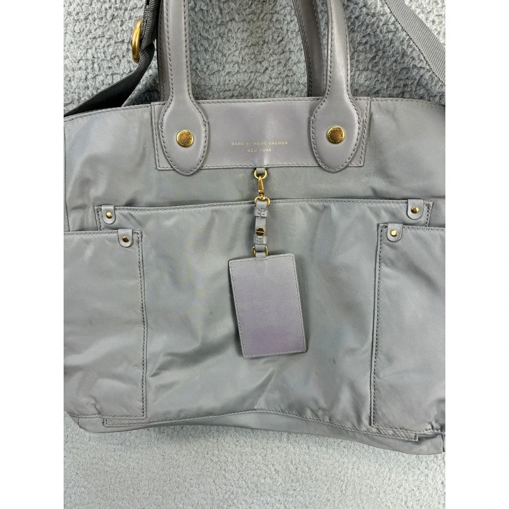 Marc by Marc Jacobs Nylon Tote Bag Womens Medium Gray Crossbody Shoulder Diaper